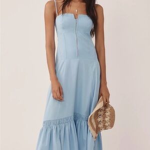 Anthropologie Xip Front Ruffle Hem Light Maxi Dress